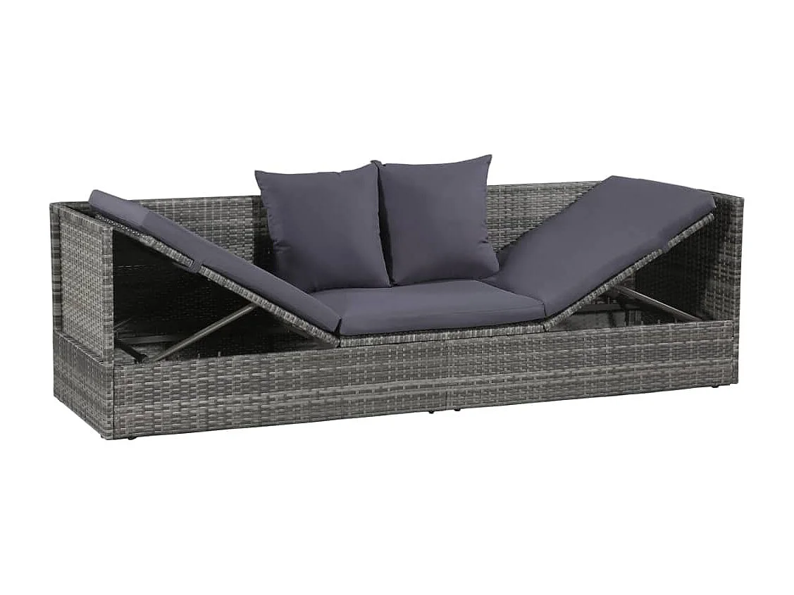 Lit de jardin gris résine grise 200 x 60 x 58 cm 02_0012002