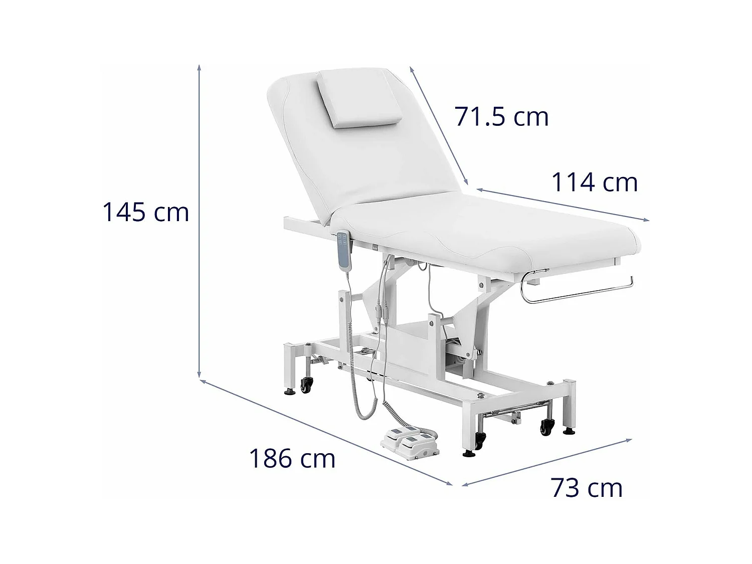 Table de massage professionnelle blanche 186 x 71.5 x 145 cm 14_0007750