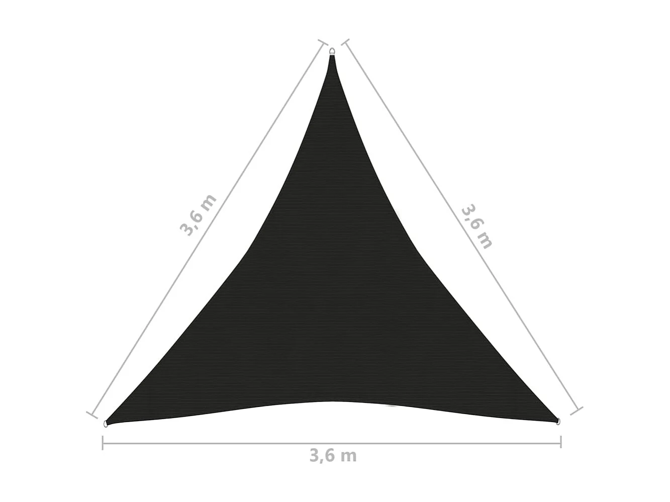 Vela de sombra para sombrilla 160 g/m² HDPE 3,6 x 3,6 x 3,6 m negro 02_0009197