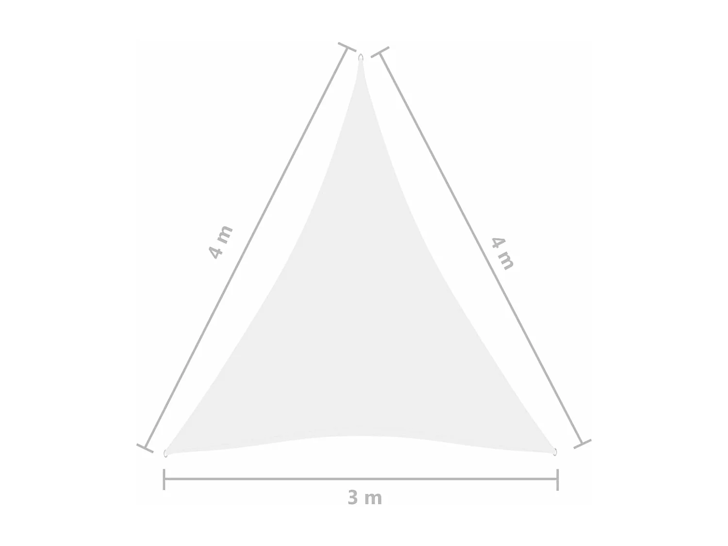 Guarda-sol de pano de vela triangular tecido Oxford 3 x 4 x 4 m branco 02_0009836