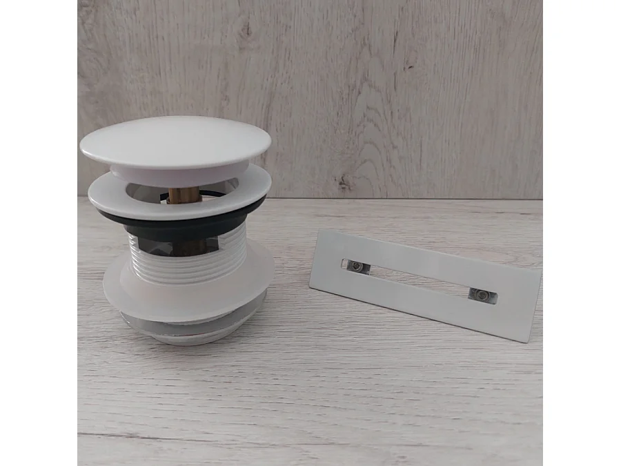 Bonde et cache trop-plein blanc pour baignoire îlot design