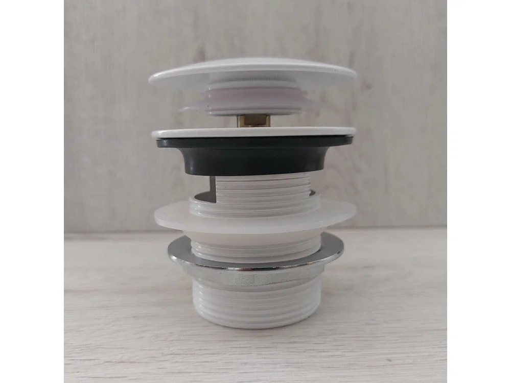 Bonde et cache trop-plein blanc pour baignoire îlot design