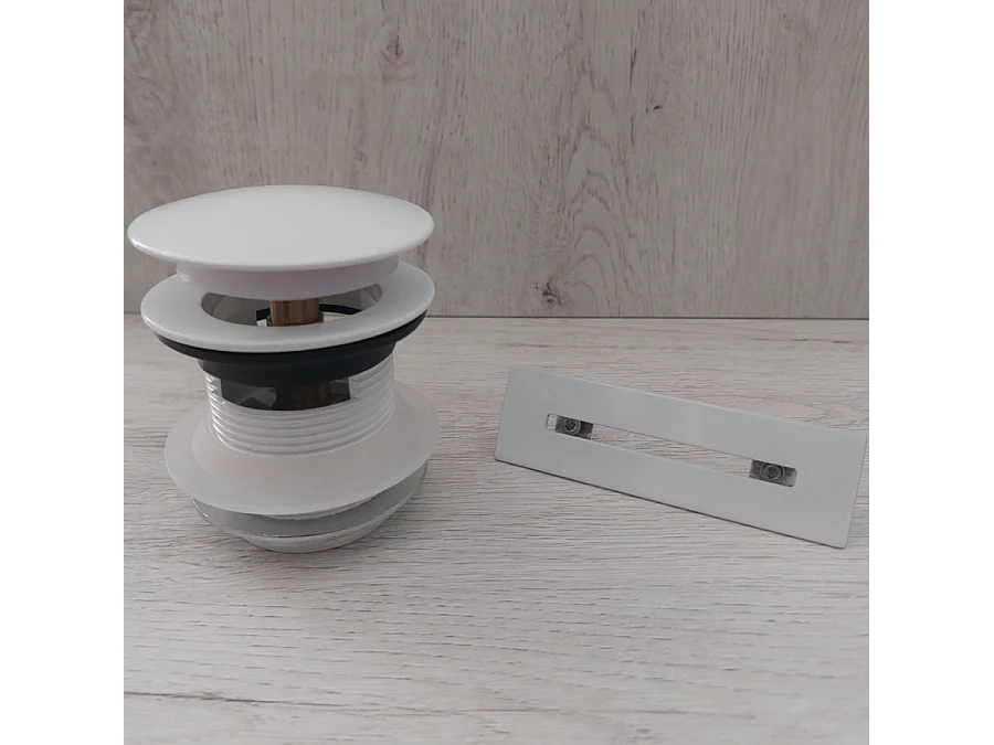 Bonde et cache trop-plein blanc pour baignoire îlot design