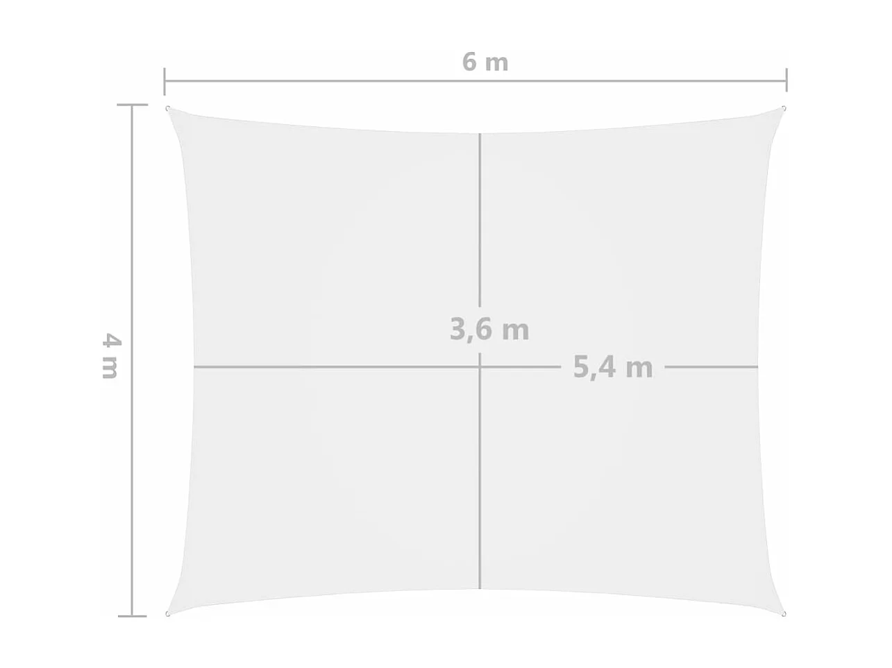 Voile toile d'ombrage parasol tissu blanche 400 x 600 x 600 cm 02_0009700