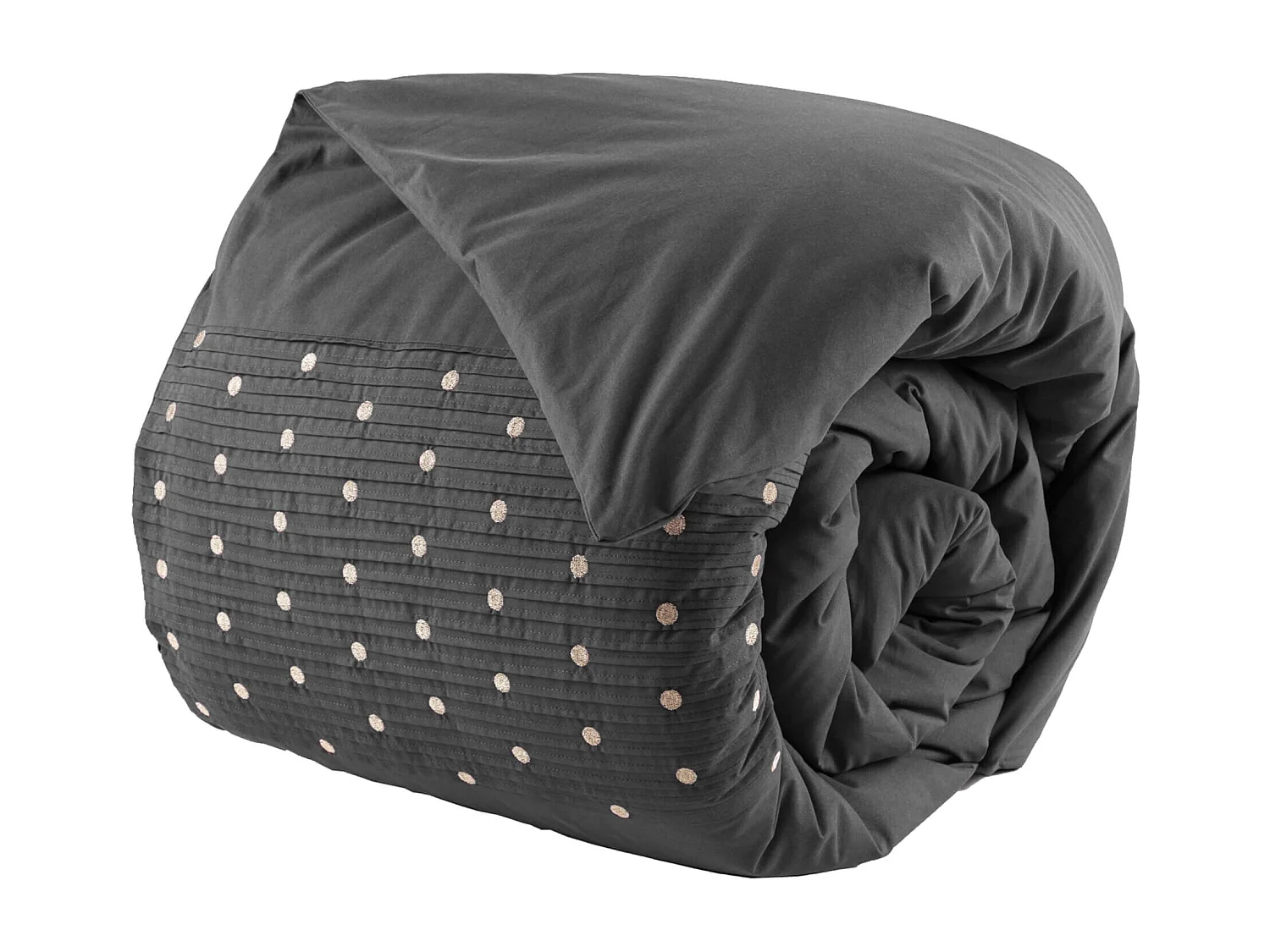 Housse de couette brodée plis religieuses anthracite 200x200 cm