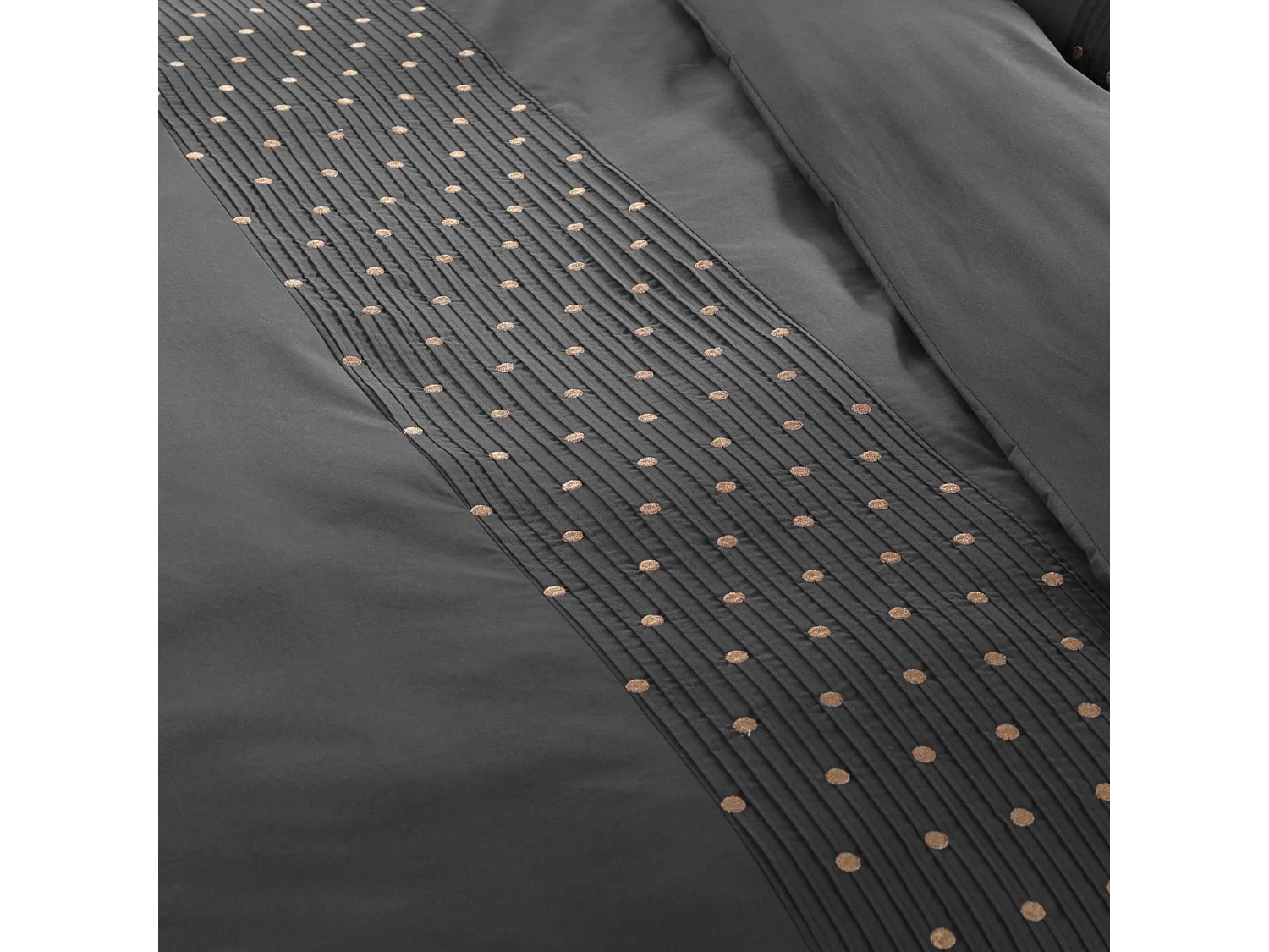 Housse de couette brodée plis religieuses anthracite 200x200 cm