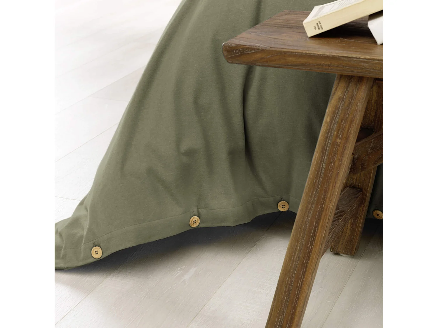 Housse de couette flanelle kaki 240x220