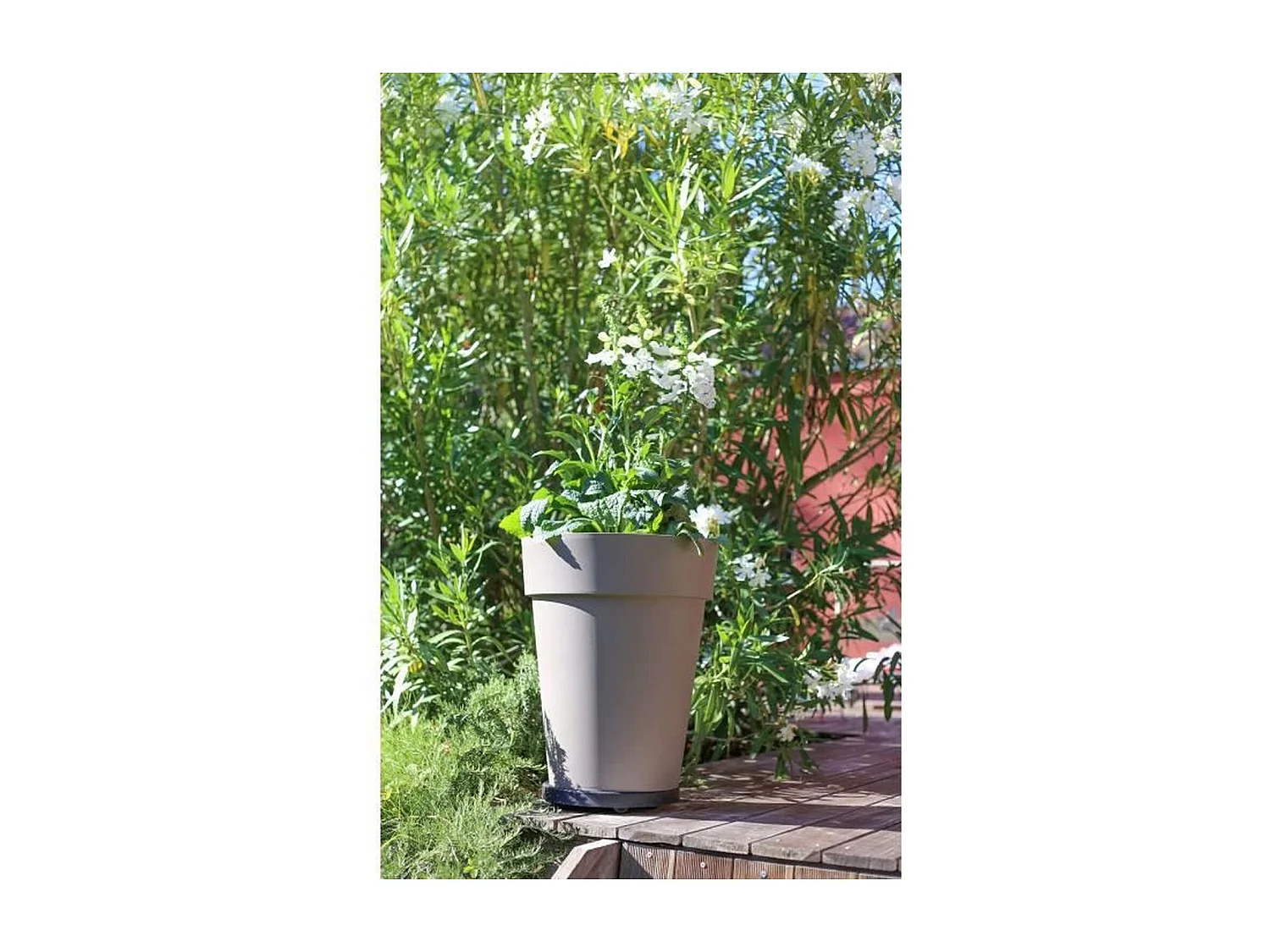 Pot de fleur rond Toscane Ø 44 x H.53 cm - Taupe - Eda