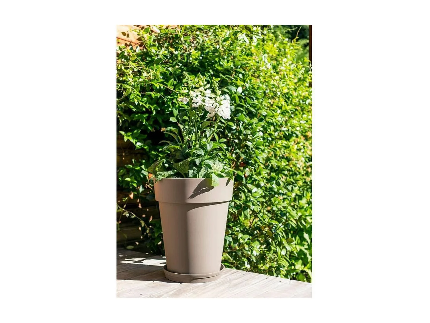 Pot de fleur rond Toscane Ø 44 x H.53 cm - Taupe - Eda