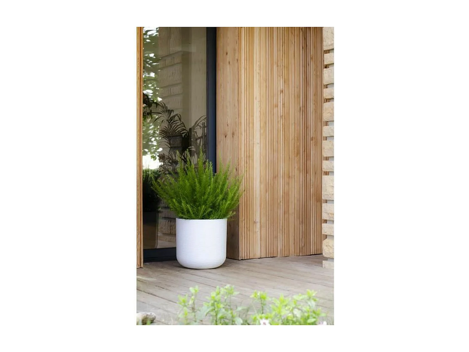 Ronde kunststof bloempot Graphit Up wit gekalkt - Ø 50 cm - Moderne Decoratie - Binnen/Buiten