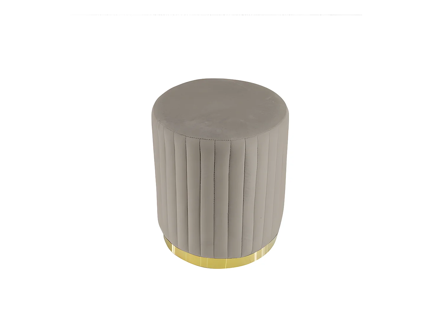 Pouf Rond Métal Doré Vita - Couleurs - Velours Taupe