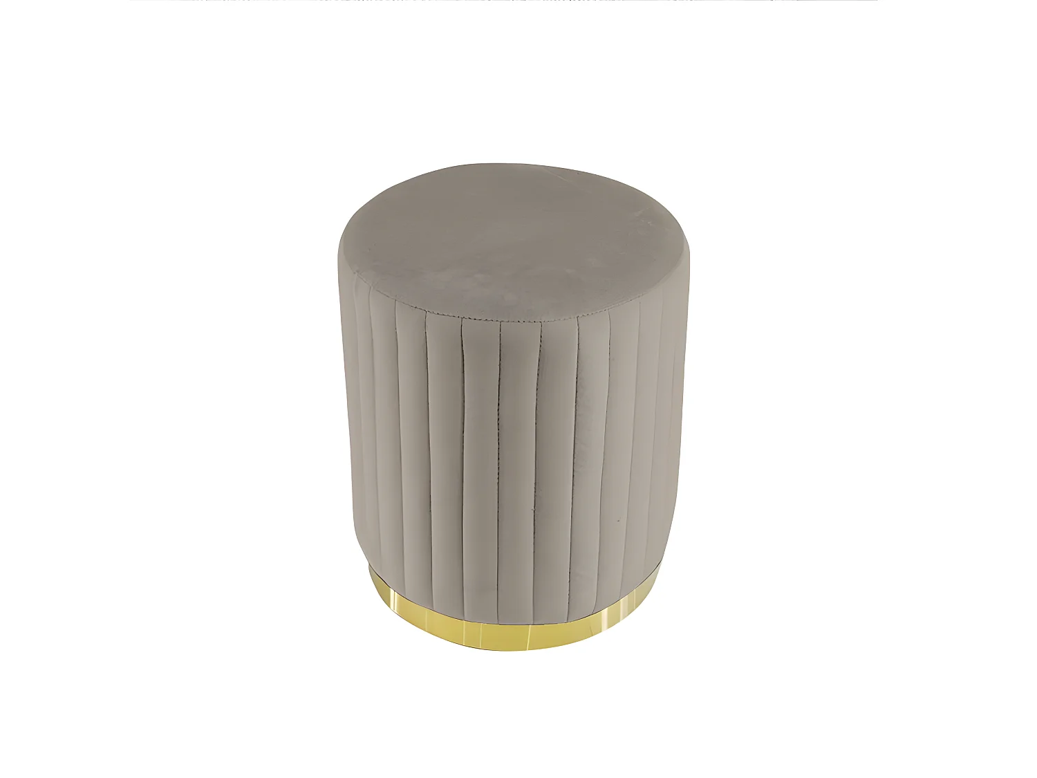 Pouf Rond Métal Doré Vita - Couleurs - Velours Taupe