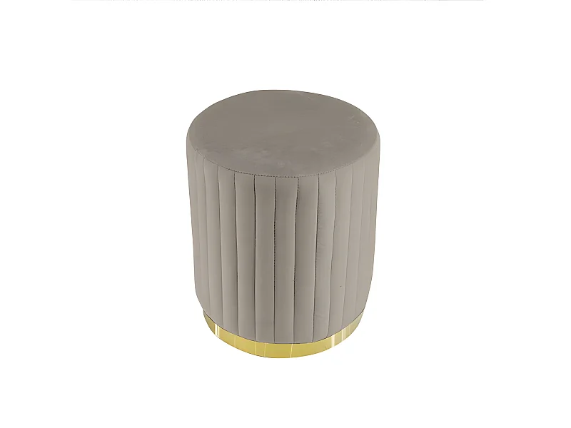 Pouf Rond Métal Doré Vita - Couleurs - Velours Taupe