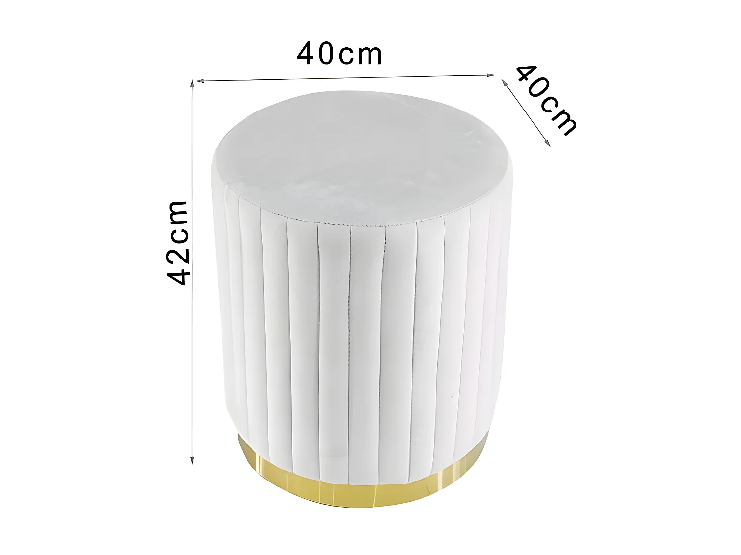 Pouf Rond Métal Doré Vita - Couleurs - Pu Blanc