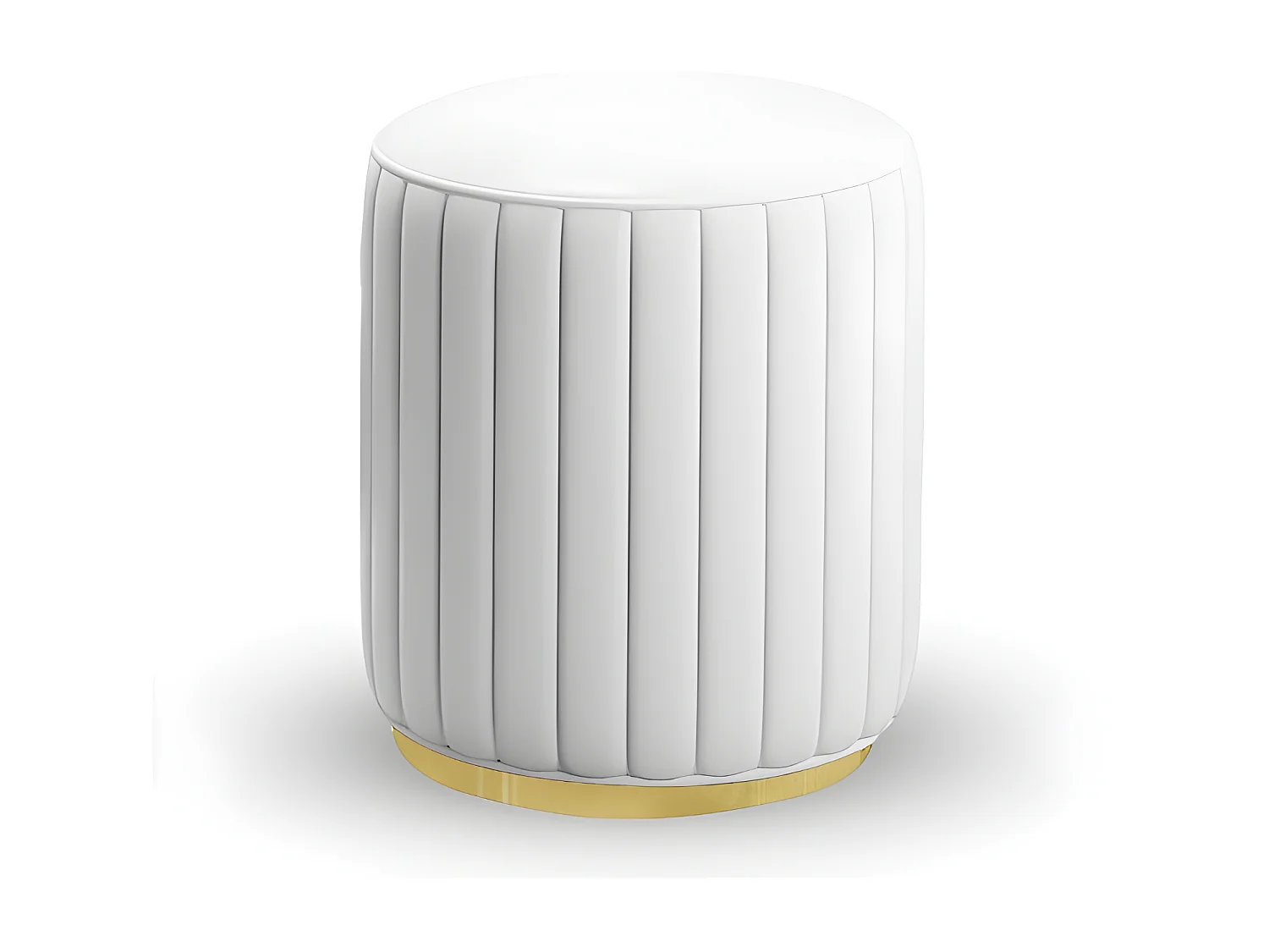 Pouf Rond Métal Doré Vita - Couleurs - Pu Blanc