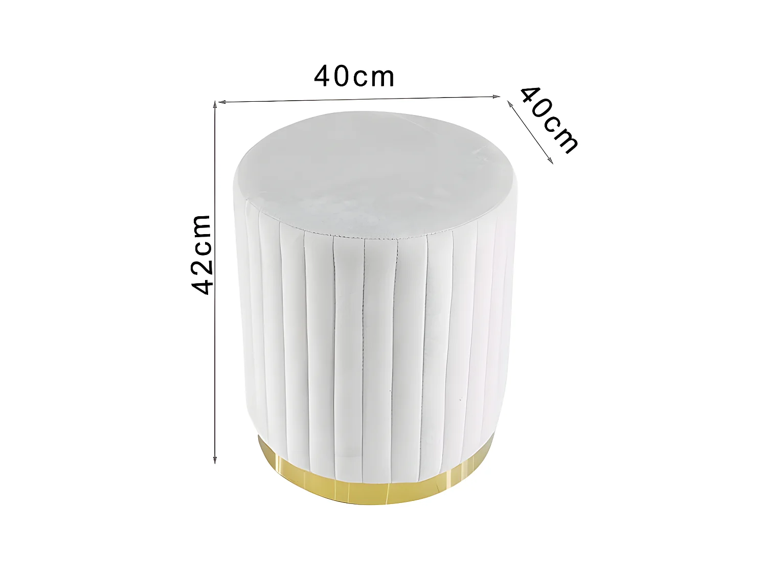 Pouf Rond Métal Doré Vita - Couleurs - Pu Blanc
