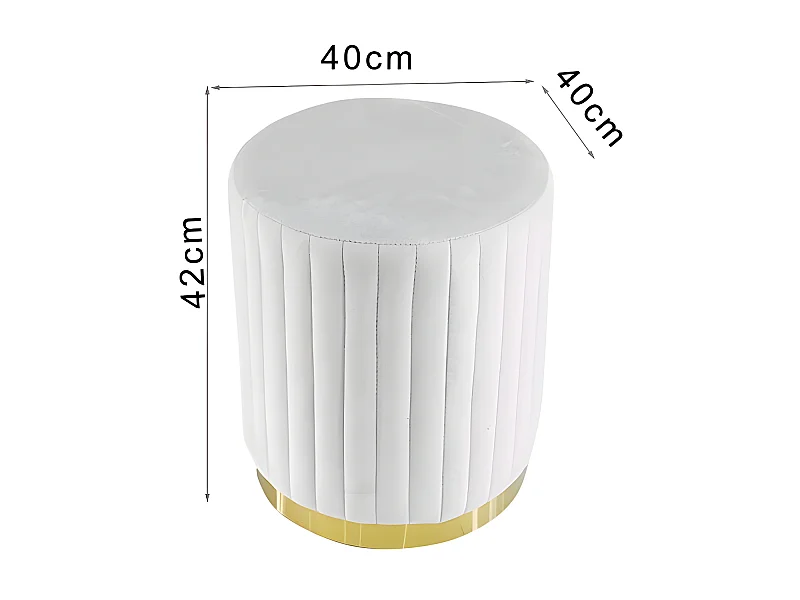 Pouf Rond Métal Doré Vita - Couleurs - Pu Blanc