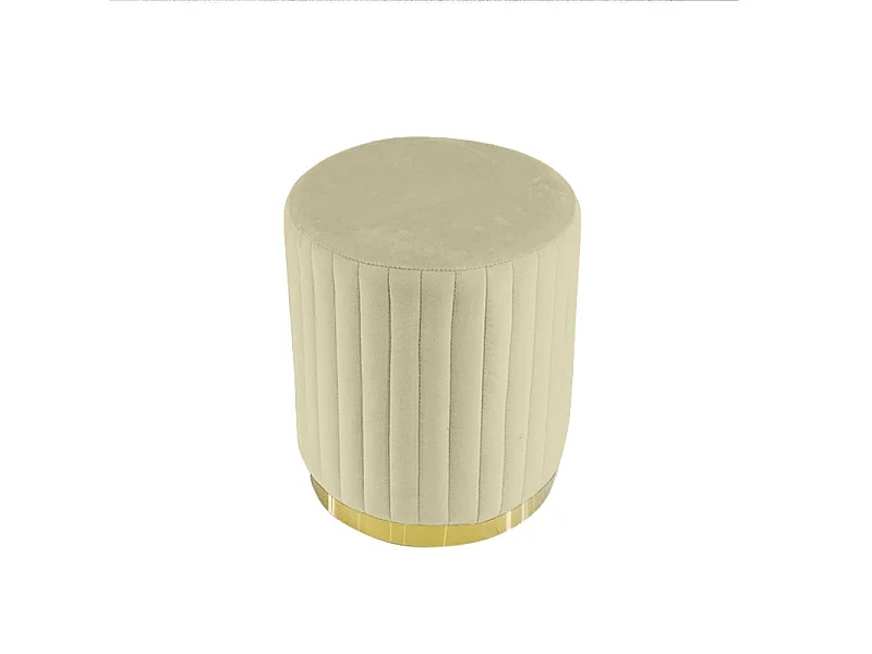 Pouf Rond Métal Doré Vita - Couleurs - Velours Beige