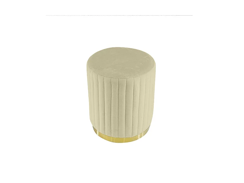 Pouf Rond Métal Doré Vita - Couleurs - Velours Beige