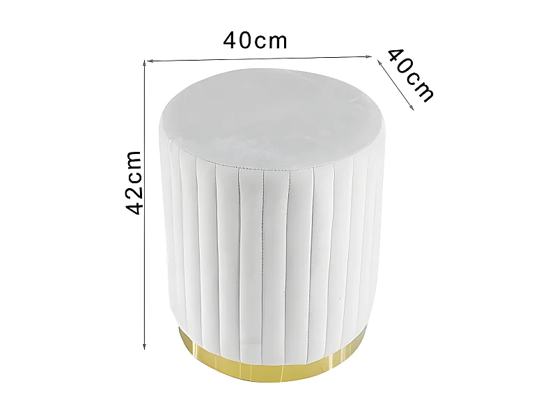 Pouf Rond Métal Doré Vita - Couleurs - Velours Gris