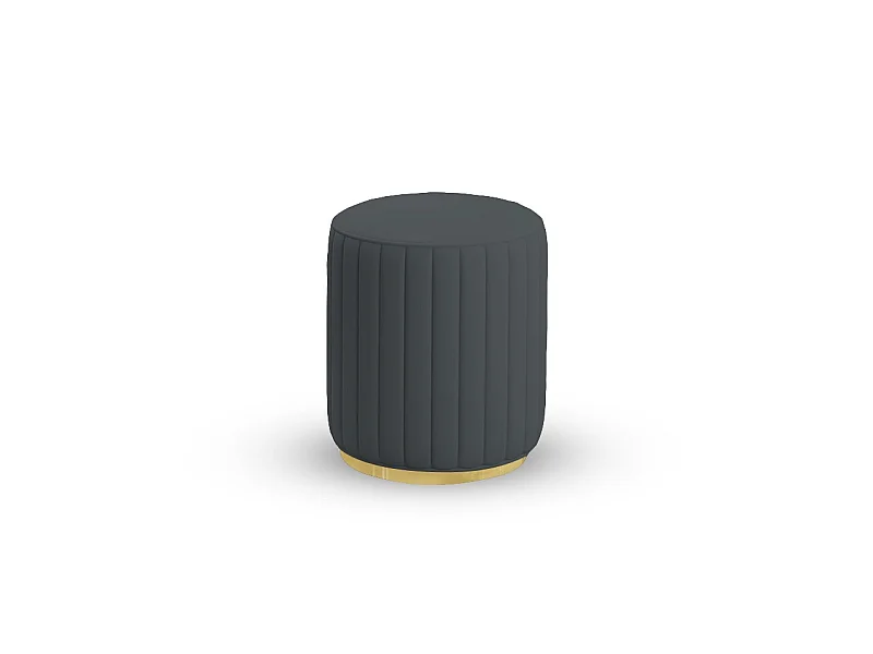 Pouf Rond Métal Doré Vita - Couleurs - Pu Gris