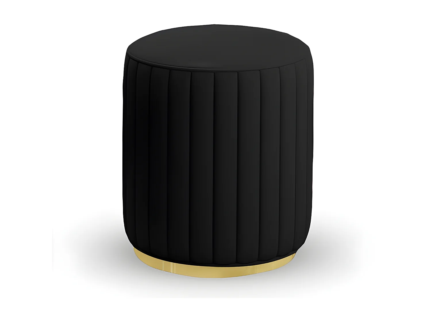 Pouf Rond Métal Doré Vita - Couleurs - Pu Noir