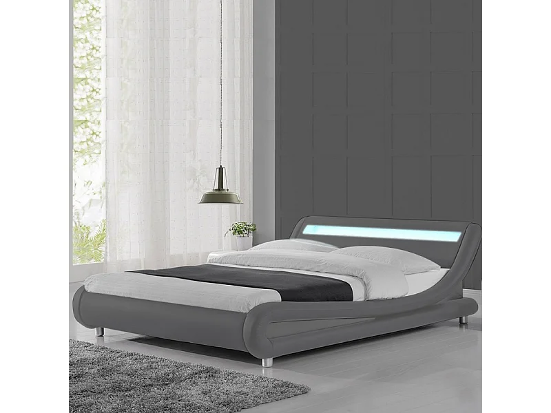Lit Led Design Julio - Couleurs - Gris, Tailles - 140x190