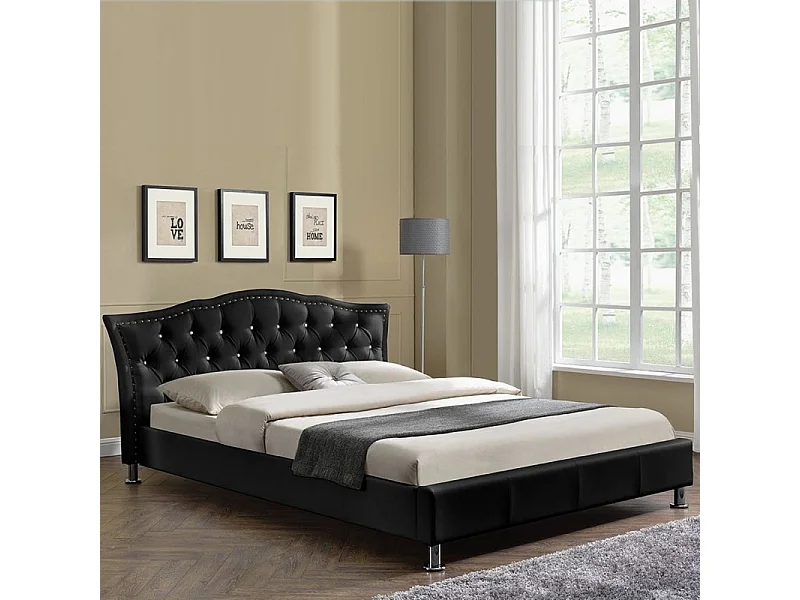 Lit Capitonné Milano Design Confort Et Style Pour Votre Chambre - Couleurs - Noir, Tailles - 160x200
