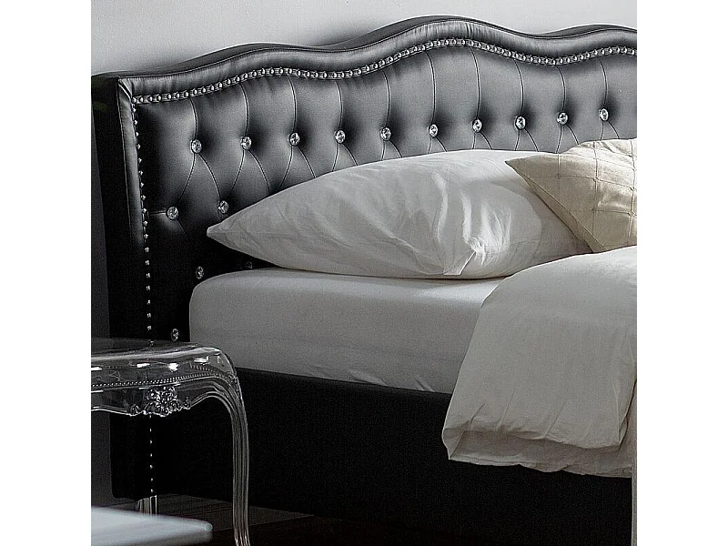 Lit Capitonné Milano Design Confort Et Style Pour Votre Chambre - Couleurs - Noir, Tailles - 160x200