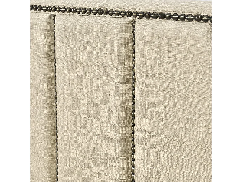 Lit Double En Tissu Design Tête Lit + Sommier Manchester - Couleurs - Beige, Tailles - 140x190