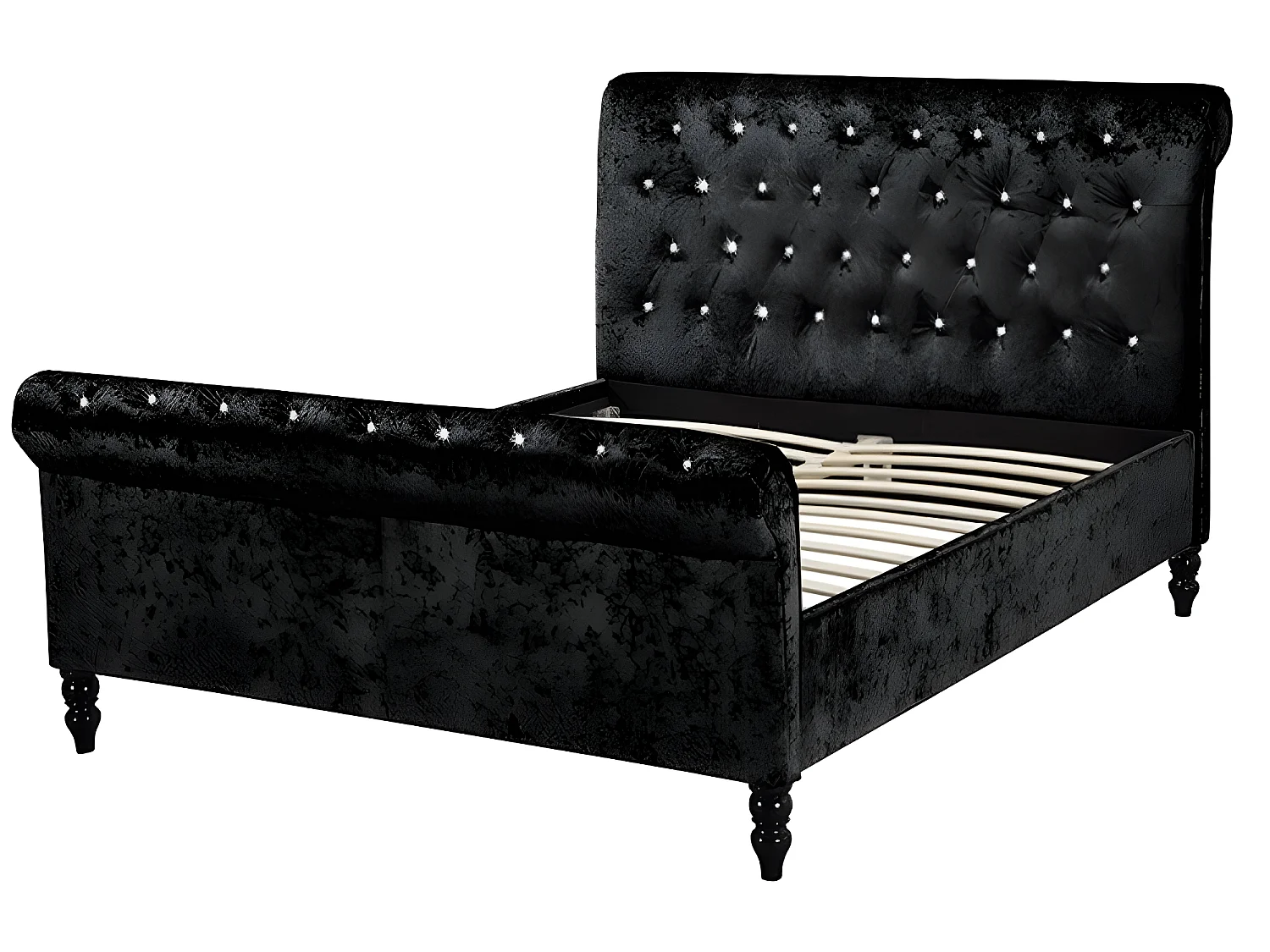 Lit KAPALDI Luxe Velours - Tissu  Noir - 140x190 cm
