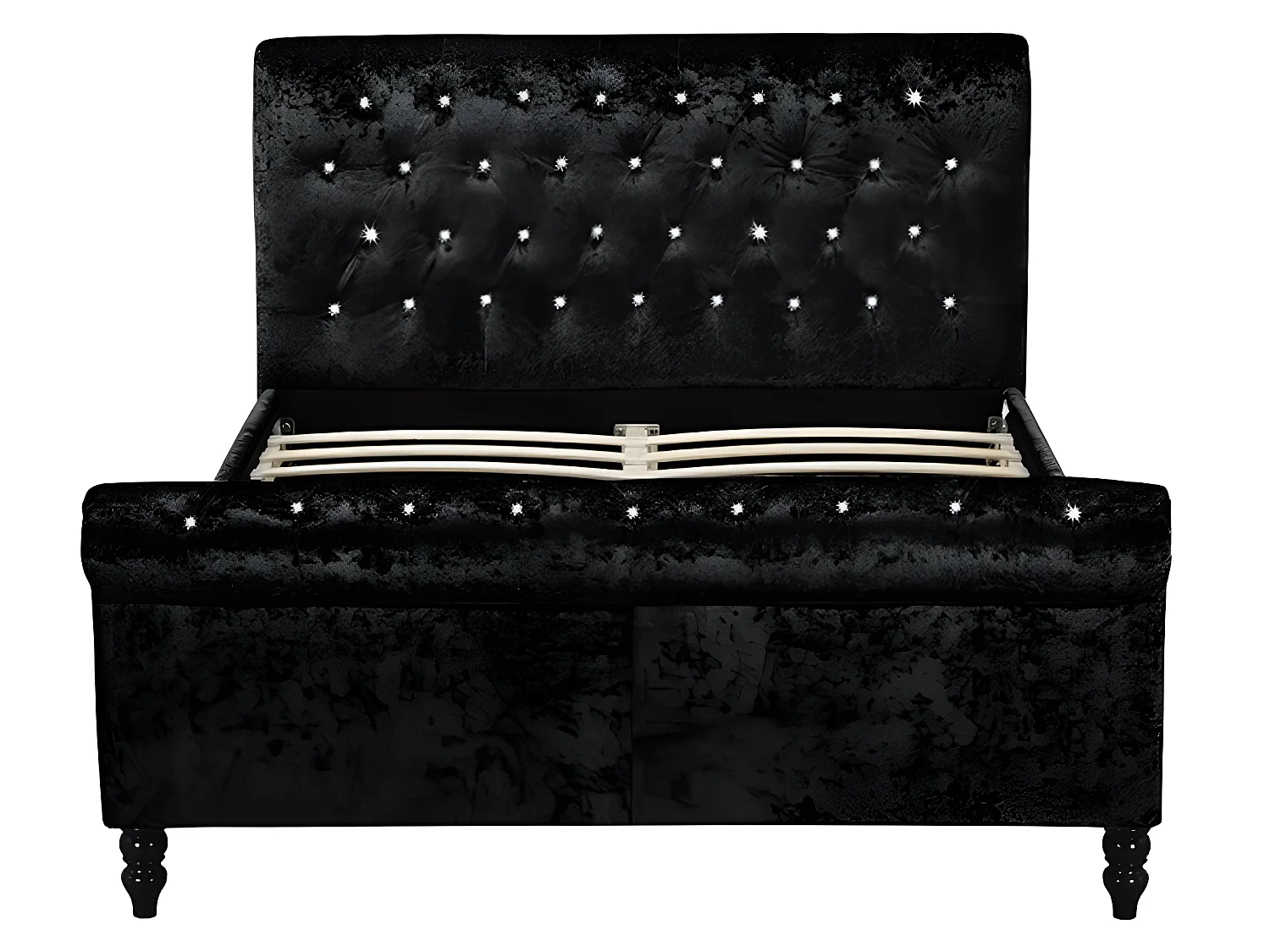 Lit KAPALDI Luxe Velours - Tissu  Noir - 140x190 cm