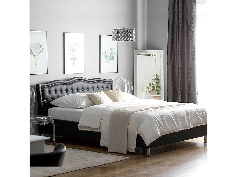 Lit Capitonné Milano Design Confort Et Style Pour Votre Chambre - Couleurs - Noir, Tailles - 140x190