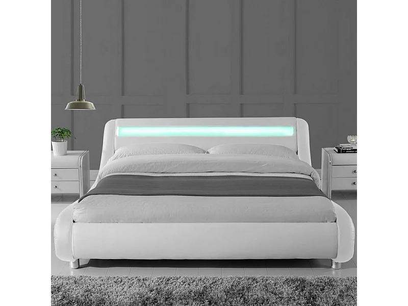 Lit Led Design Julio - Couleurs - Blanc, Tailles - 140x190