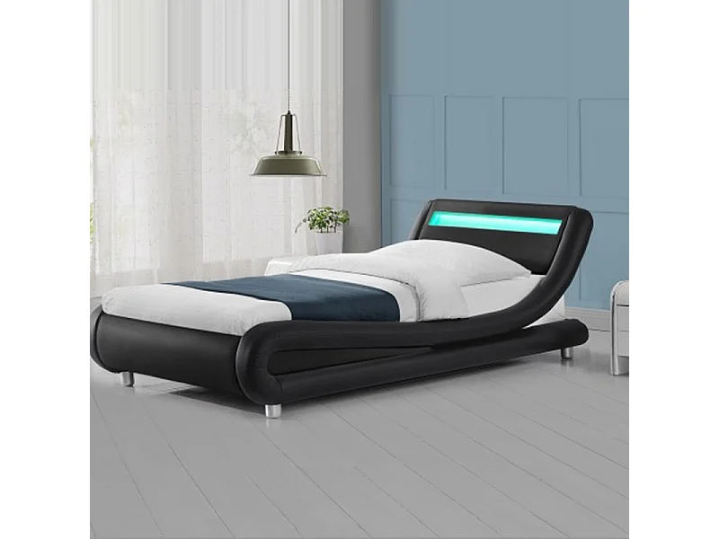 Lit Led Design Julio - Couleurs - Noir, Tailles - 90x190