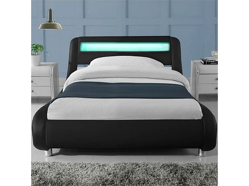 Lit Led Design Julio - Couleurs - Noir, Tailles - 90x190