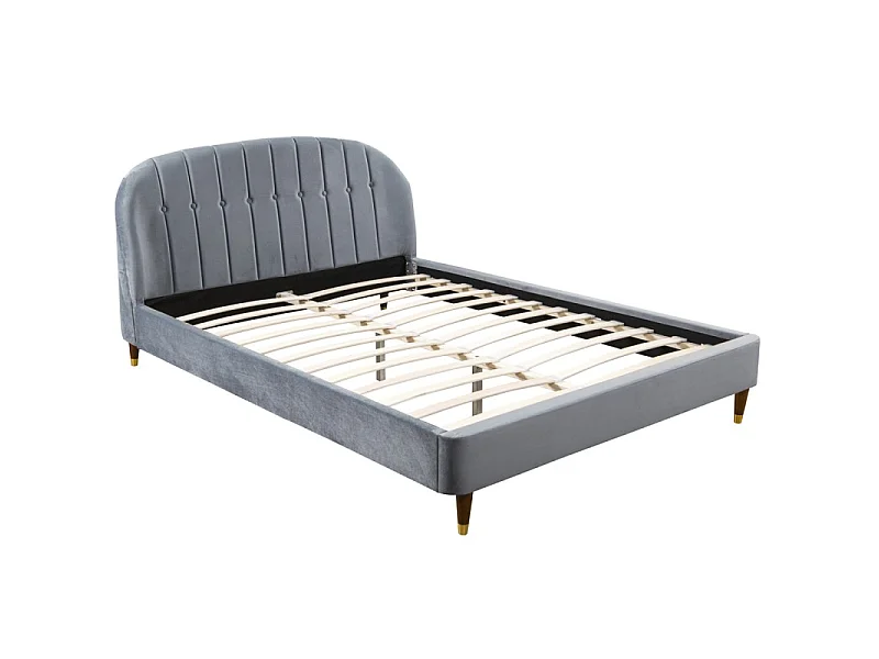 Lit Velours Design Cadre De Lit Mia - Couleurs - Velours Gris, Tailles - 140x190