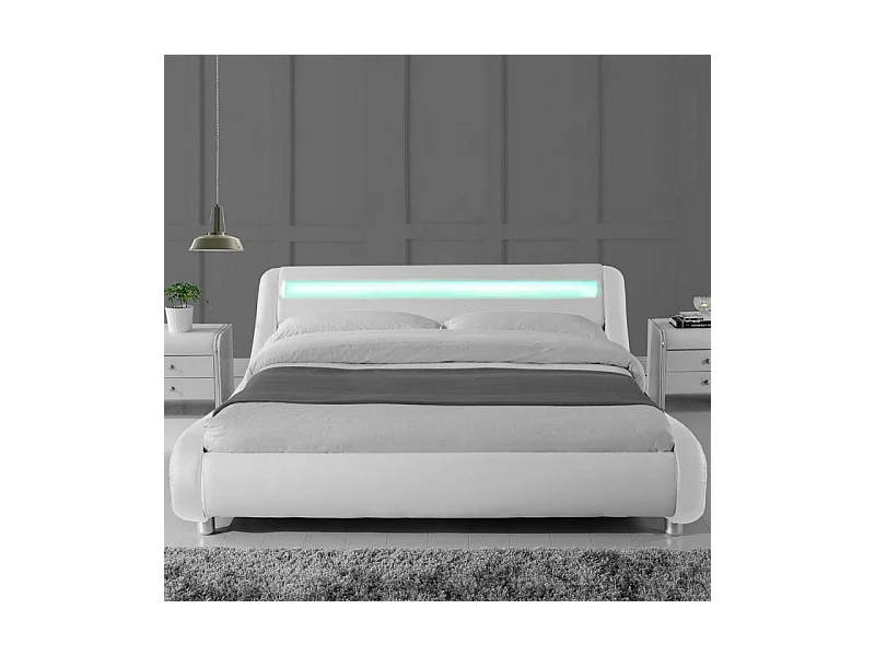 Lit Led Design Julio - Couleurs - Blanc, Tailles - 160x200