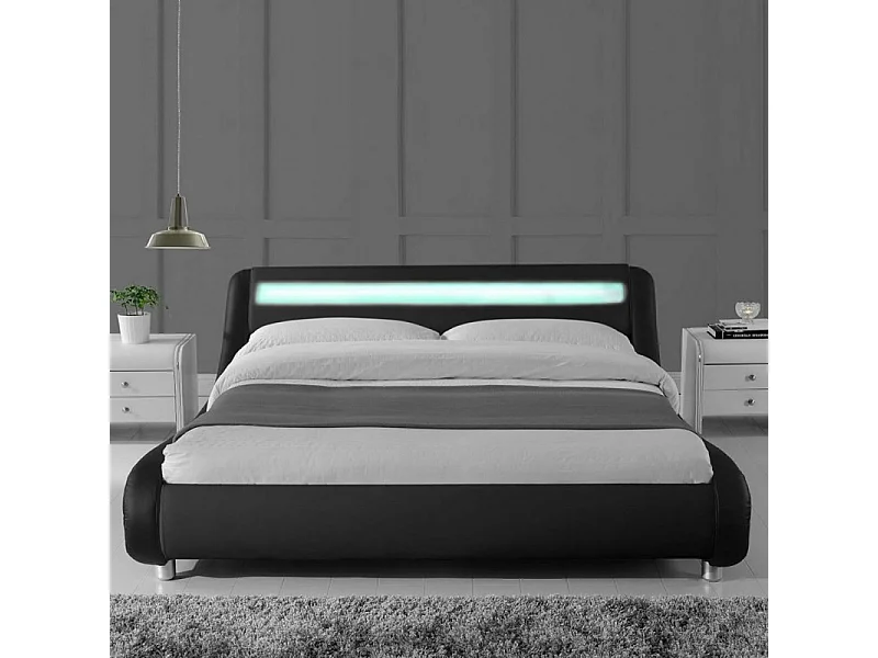 Lit Led Design Julio - Couleurs - Noir, Tailles - 160x200