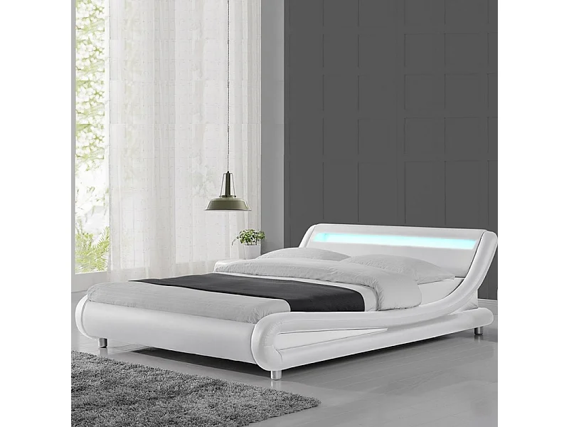 Lit Led Design Julio - Couleurs - Blanc, Tailles - 180x200