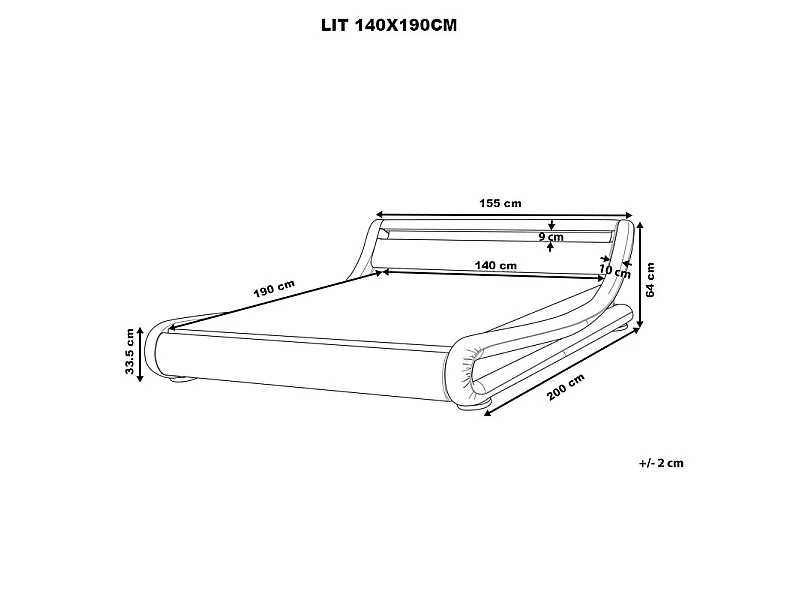 Lit Led Design Julio - Couleurs - Marron, Tailles - 140x190