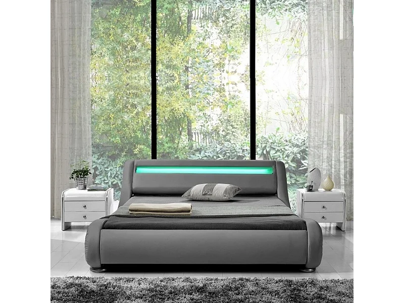 Lit Design Led Julia - Couleurs - Gris, Tailles - 160x200