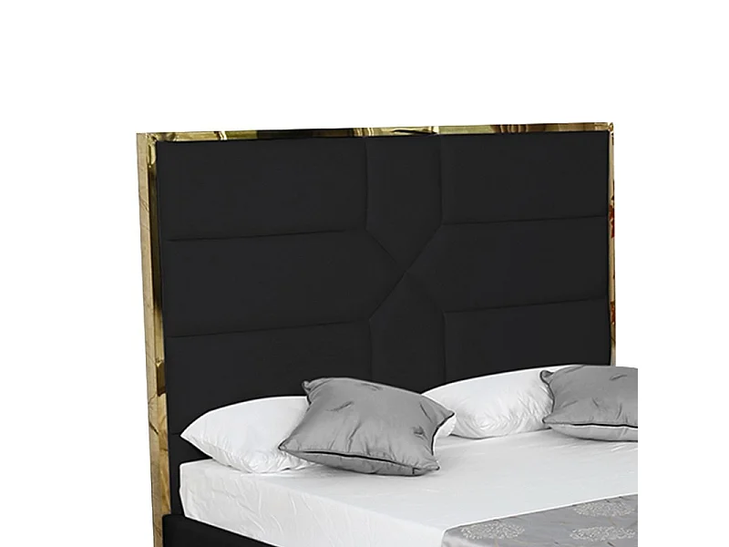 Lit Coffre Design Effet Laiton Dalia - Couleurs - Noir, Tailles - 160x200