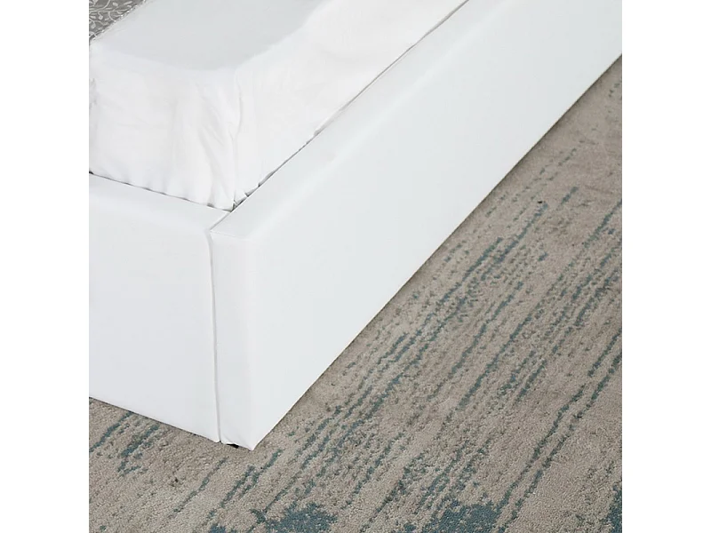 Lit Coffre Design Effet Laiton Dalia - Couleurs - Blanc, Tailles - 140x190