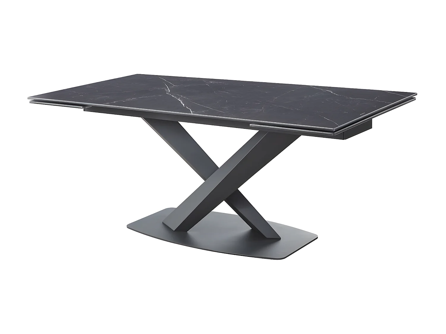 Table À Manger Extensible Céramique Aspect Marbre Carla - Couleurs - Céramique Marbre Noir, Taille D