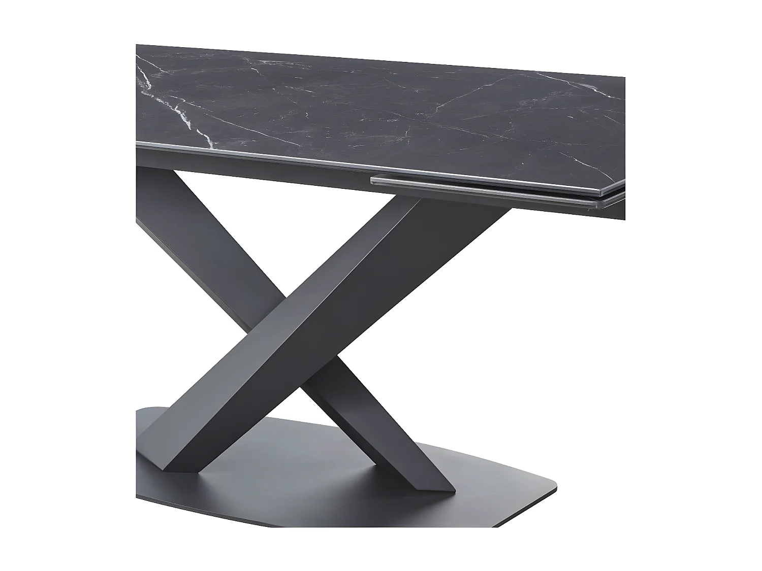 Table À Manger Extensible Céramique Aspect Marbre Carla - Couleurs - Céramique Marbre Noir, Taille D