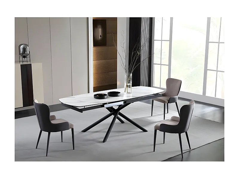 Table À Manger Extensible Céramique Aspect Marbre Silam