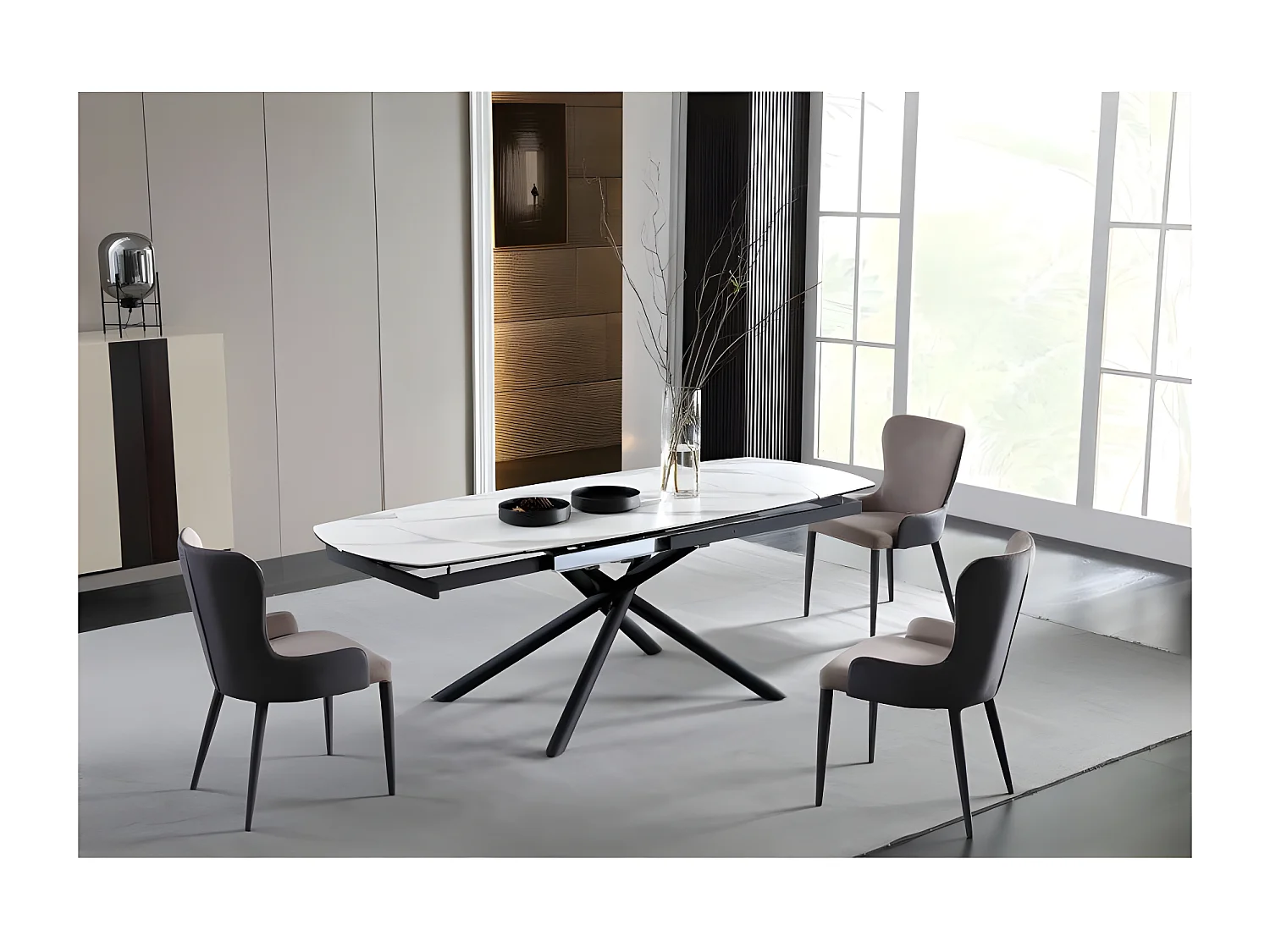 Table À Manger Extensible Céramique Aspect Marbre Silam