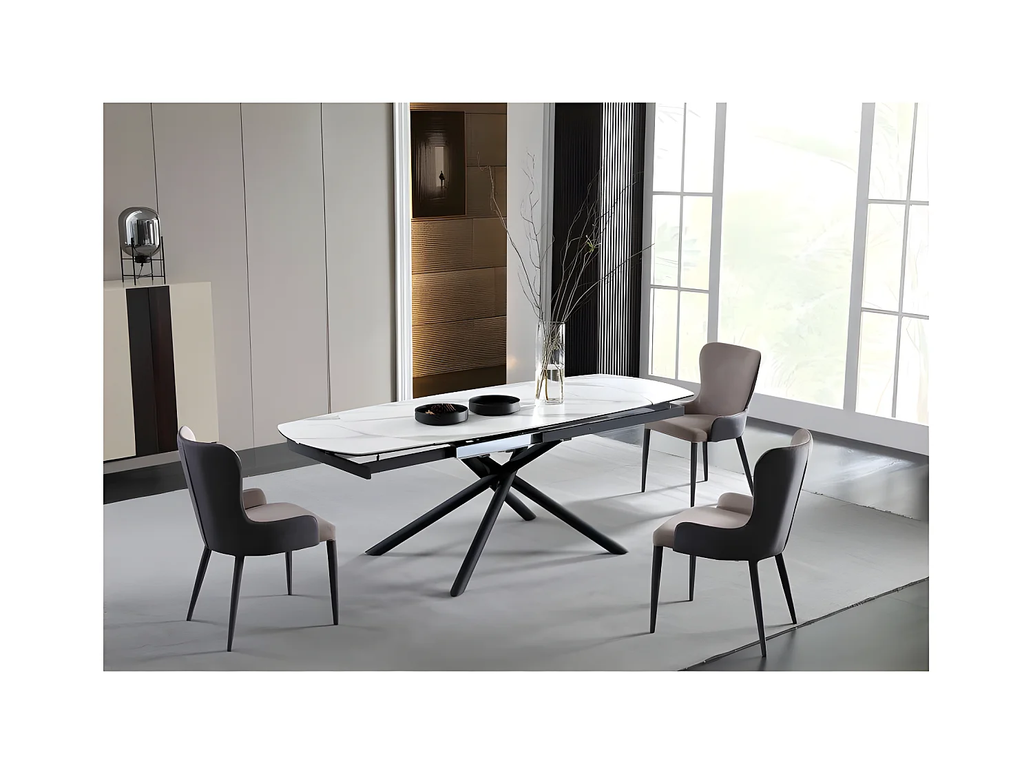Table À Manger Extensible Céramique Aspect Marbre Silam