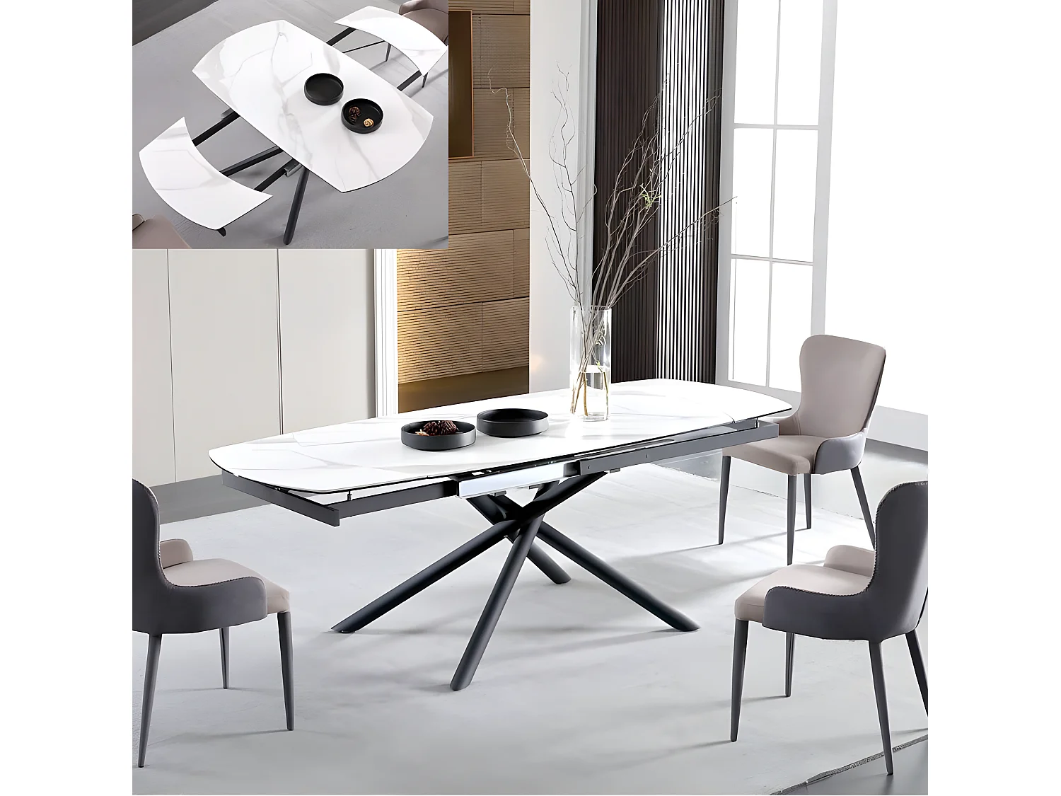 Table À Manger Extensible Céramique Aspect Marbre Silam